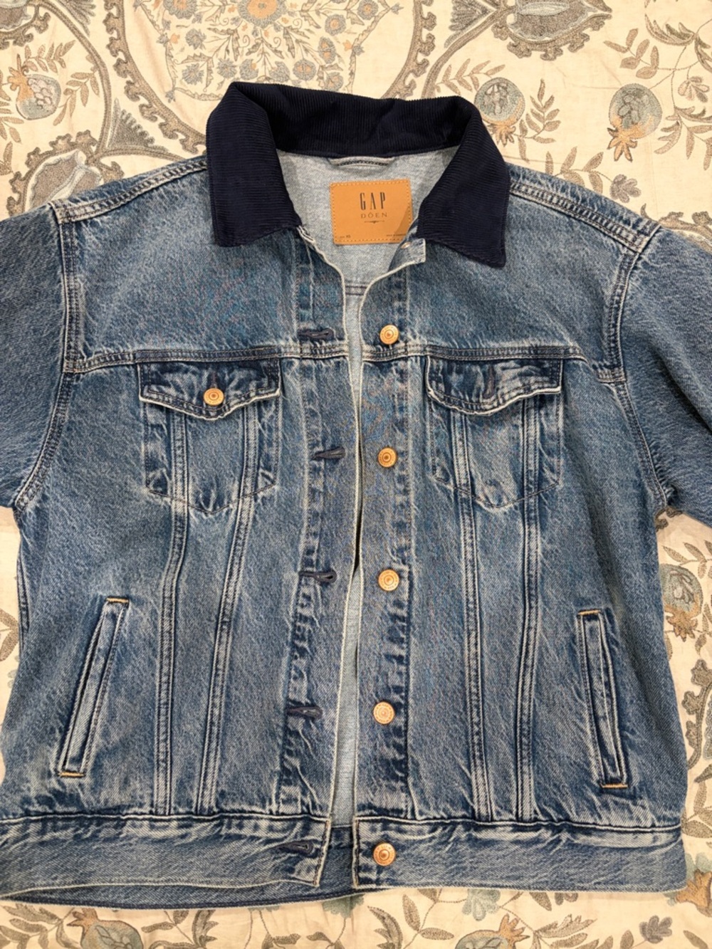 GAP Medium Blue Denim Jacket with Dark Navy Collar